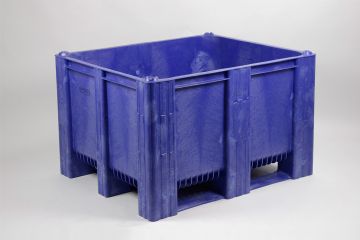 Caja-palet 1200x1000x760 mm630 L cerrada 3 patines azul