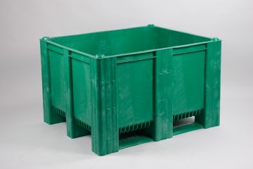 Caja-palet 1200x1000x760 mm630 L cerrada 3 patines verde