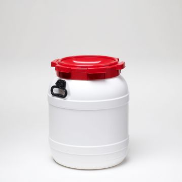 Bidón de boca ancha 55 L ø 410 mm altura 518 mm blanco asas