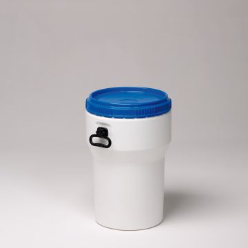 Bidón empilable 40 L ø 374 mm altura 570 mm blanco c tapa azul