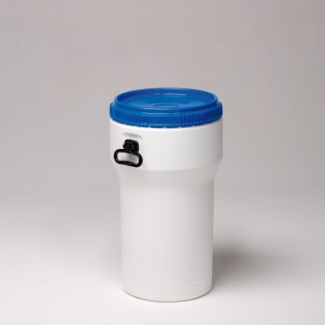 Bidón empilable 50 L ø 374 mm altura 660 mm blanco c tapa azul