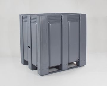 Caja-palet 1200x1000x1200 mm1120 L cerrada 3 patines gris