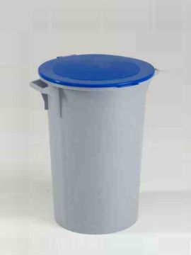 Contenedor circular ø480x670 mm, azulc tapa articulada negro