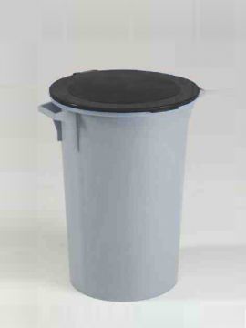 Contenedor circular ø480x670 mm, grisc tapa articulada negro