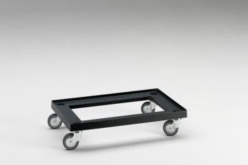 Plataforma rodante 600x400 mm fondo abierto en ABS negro 4 ruedas