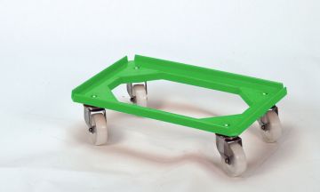Plataforma rodante 600x400mm abierta ABS ruedas en acero inox verde
