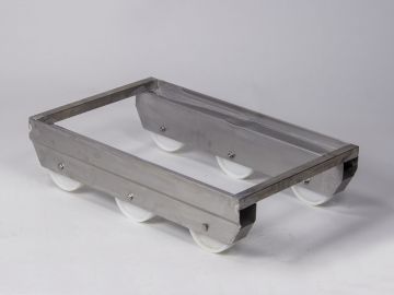 Stainless steel tiltable transport trolley on 6 wheels