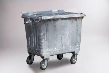 Contenedor en acero galvanizado con 4 ruedas, 660 l., DIN