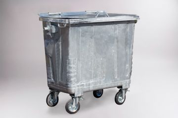 Contenedor en acero galvanizado con 4 ruedas, 770 l., DIN