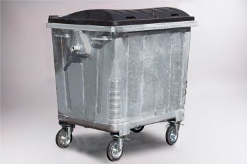 Contenedor en acero galvanizado, 1000L DIN,tapa con doble pared negra