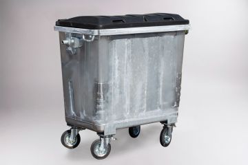Contenedor en acero galvanizado, 770L DIN,tapa con doble pared negra