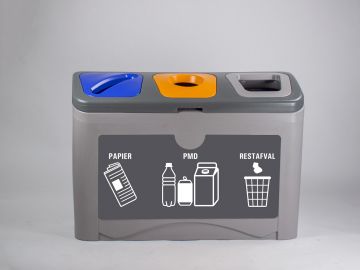 Waste separation station with 3x 50 liter waste bins