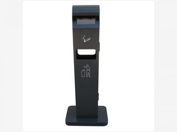 Papelera com cenicero 8 L en acero 1040x400x260 mm gris oscuro