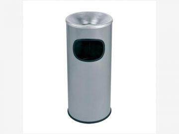 Papelera com cenicero 30 L  ø 250x650 em aluminio, gris plateado