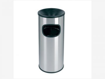 Papelera com cenicero 30 L  ø 250x650 em acero inox, gris