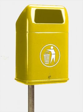 City waste bin 60 liter fireproof yellow