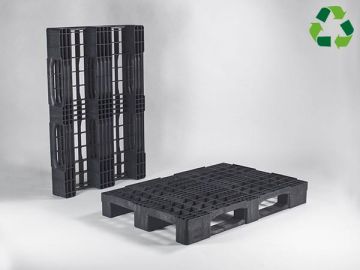 Palet 1200x800x150 mm c 3 patines PE reciclado negro