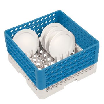 Cesta perforada 500x500x260 mm p lavado c 4 extension gris/azul