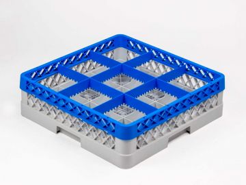 Cesta perforada com 16 compartimentos por vasos Ø 150 mm, 500x500x220 mm