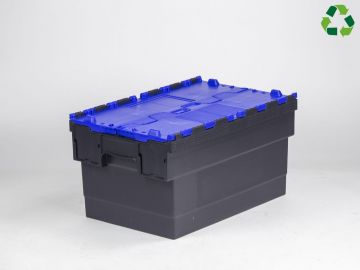 Caja distribución apilable 55 L 600x400x320 mm negro c tapa azul