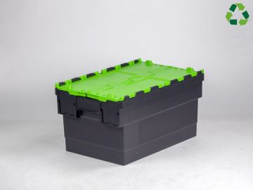 Caja distribución apilable 55 L 600x400x320 mm negro c tapa verde
