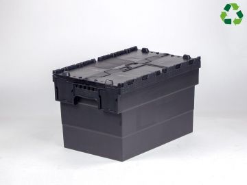 Caja distribución apilable 63 L 600x400x365 mm negro c tapa negro