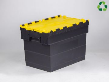 Caja distribución apilable 72 L 600x400x416 mm negro c tapa amarillo