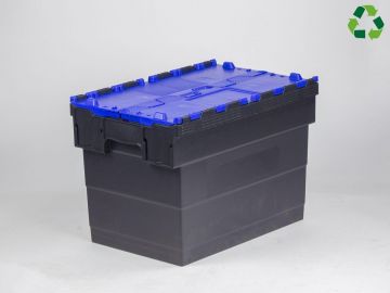 Caja distribución apilable 72 L 600x400x416 mm negro c tapa azul