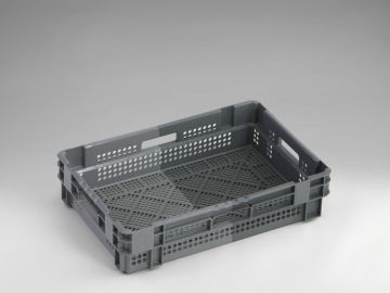 Caja apilable, encajable 26L 600x400x140 mm perforados gris