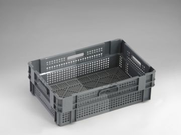 Caja higienica apilable 600x400x190 mm 38L perforada gris
