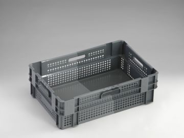 Caja higienica 600x400x190 mm 38L perforada fondo cerrado gris
