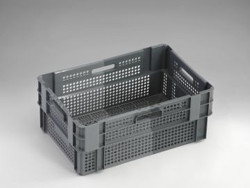 Caja apilable 600x400x240 mm perforada gris