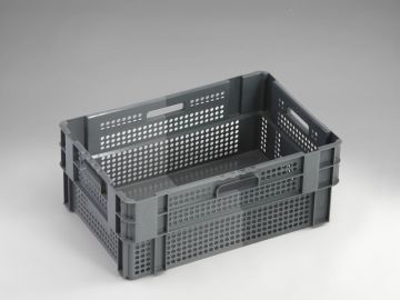 Caja apilable 600x400x240 mm perforada fondo cerrado gris