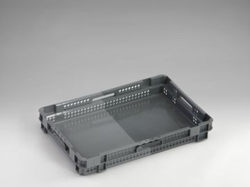 Caja apilable 600x400x90 mm 16 L perforada fondo cerrado gris