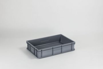 Caja apilable Classic, 600x400x130 mm, 26 L, gris, asas abiertas