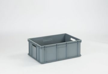 Caja apilable Classic, 600x400x220 mm, 43 L, gris, asas abiertas
