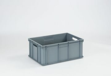 Caja apilable Classic, 600x400x240 mm, 47 L, gris, asas abiertas