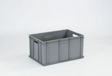 Caja apilable Classic, 600x400x290 mm, 58 L, gris, asas abiertas