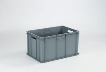 Caja apilable Classic, 600x400x320 mm, 64 L, gris, asas abiertas