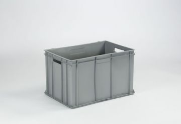 Caja apilable Classic, 600x400x350 mm, 71 L, gris, asa abiertas