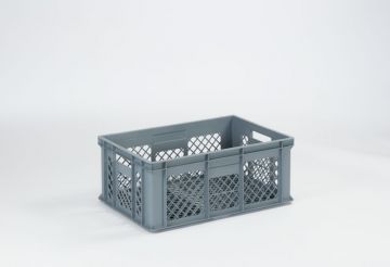 Caja Euronorma apilable Perfobox, 47 L, 600x400x240 mm, perforada, gris