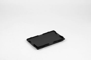 Tapa con bisagras 300x200  mm, sin cierres, ESD, negro
