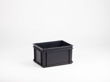 Caja apilable 20 L, 400x300x220 mm, E-line, eletrostatica, negro