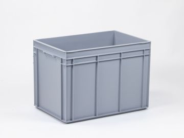Caja E-line Normbox apilable 90L ,600x400x425 mm, gris con asas cerradas