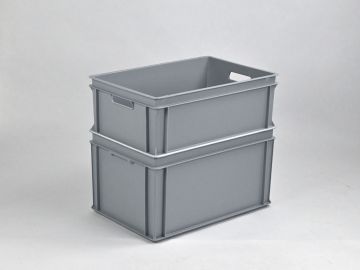 Caja Normbox apilable 100L, 600x400x530 mm, gris Virgin PP