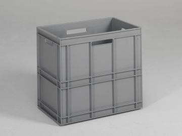 Caja normbox apilable 100 L, 600x400x545 mm, gris Virgin PP