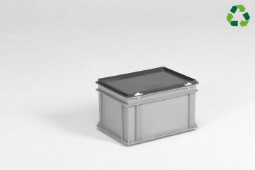 Caja apilable 400x300x235 mm, E-line 20 L con tapa gris