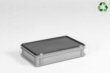 Caja apilable 600x400x135 mm, E-line 20 L con tapa gris