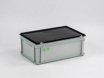 Caja apilable 600x400x235 mm, 40L con tapa gris-negro