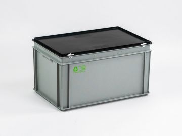 Caja apilable 600x400x340 mm, 60L con tapa gris-negro